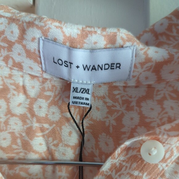 Lost + Wander Pick Me In The Desert Shirt Plus XL/2XL Soft Orange White Long - Picture 6 of 10